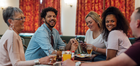 Group of people in a pub
