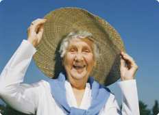older lady wearing a hat