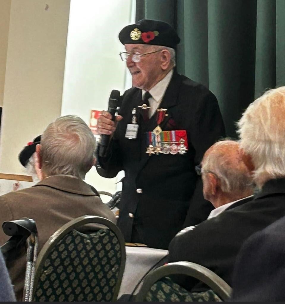 D-Day Veteran Richard Peltzer from Swansea. Myddfai. 4.10.23. Age Cymru Dyfed.