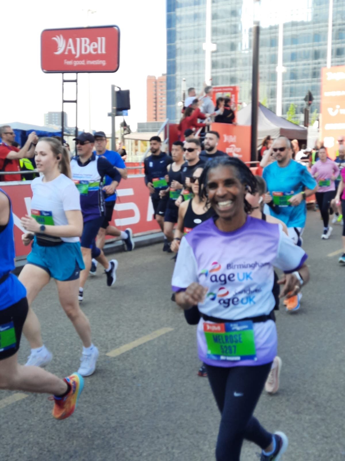 Doctor Melrose Stewart running for Age UK Birmingham and Age UK Sandwell last year on the Great Birmingham Run