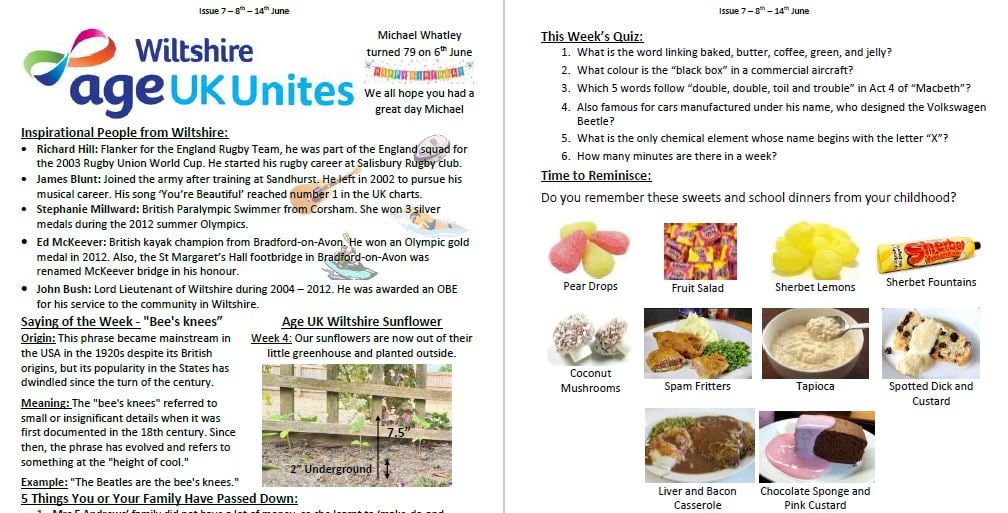 Age UK Wiltshire Unites Newsletter Age UK Wiltshire