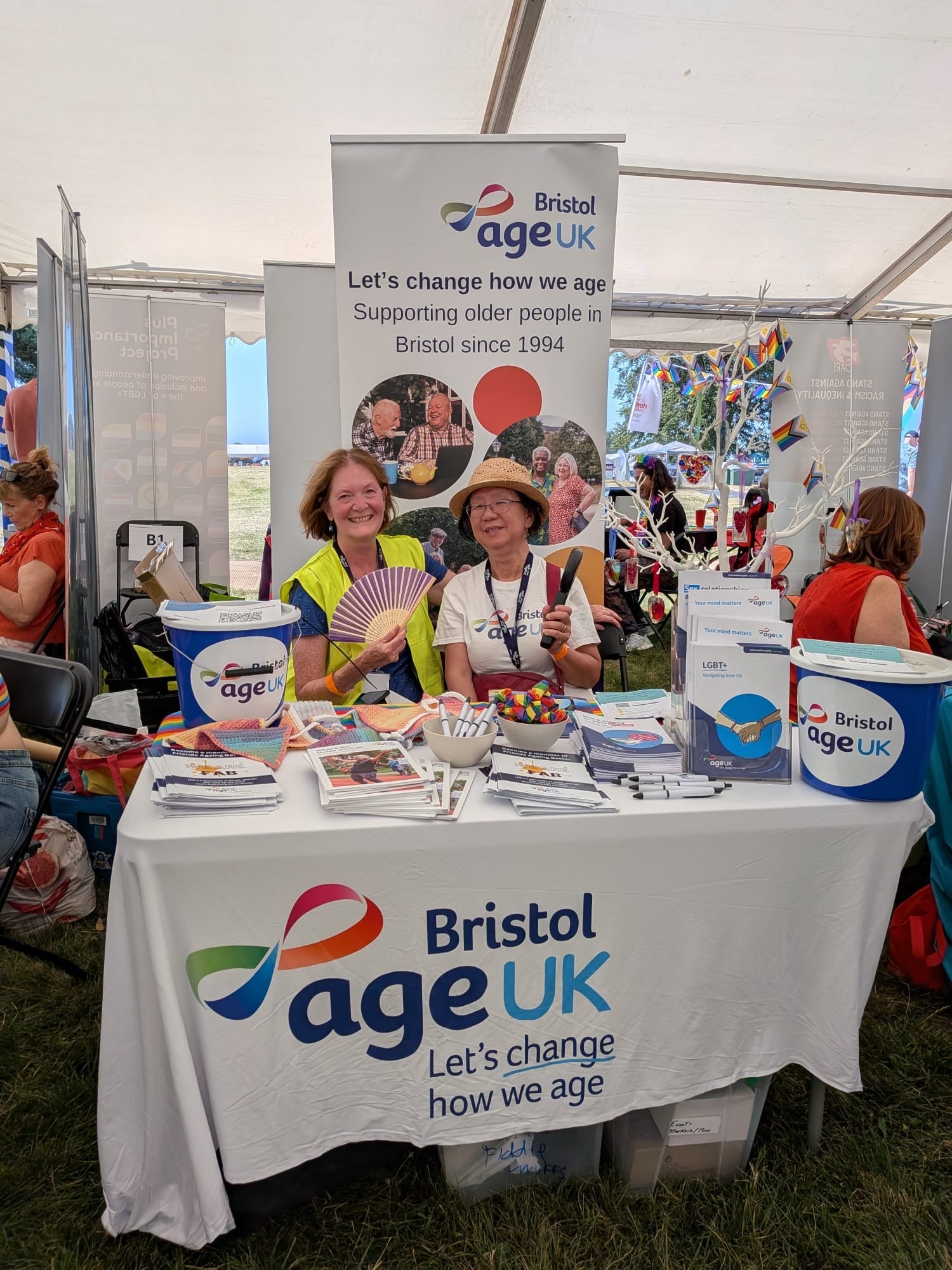 Kay and Bee at the Age UK Bristol stall at Pride