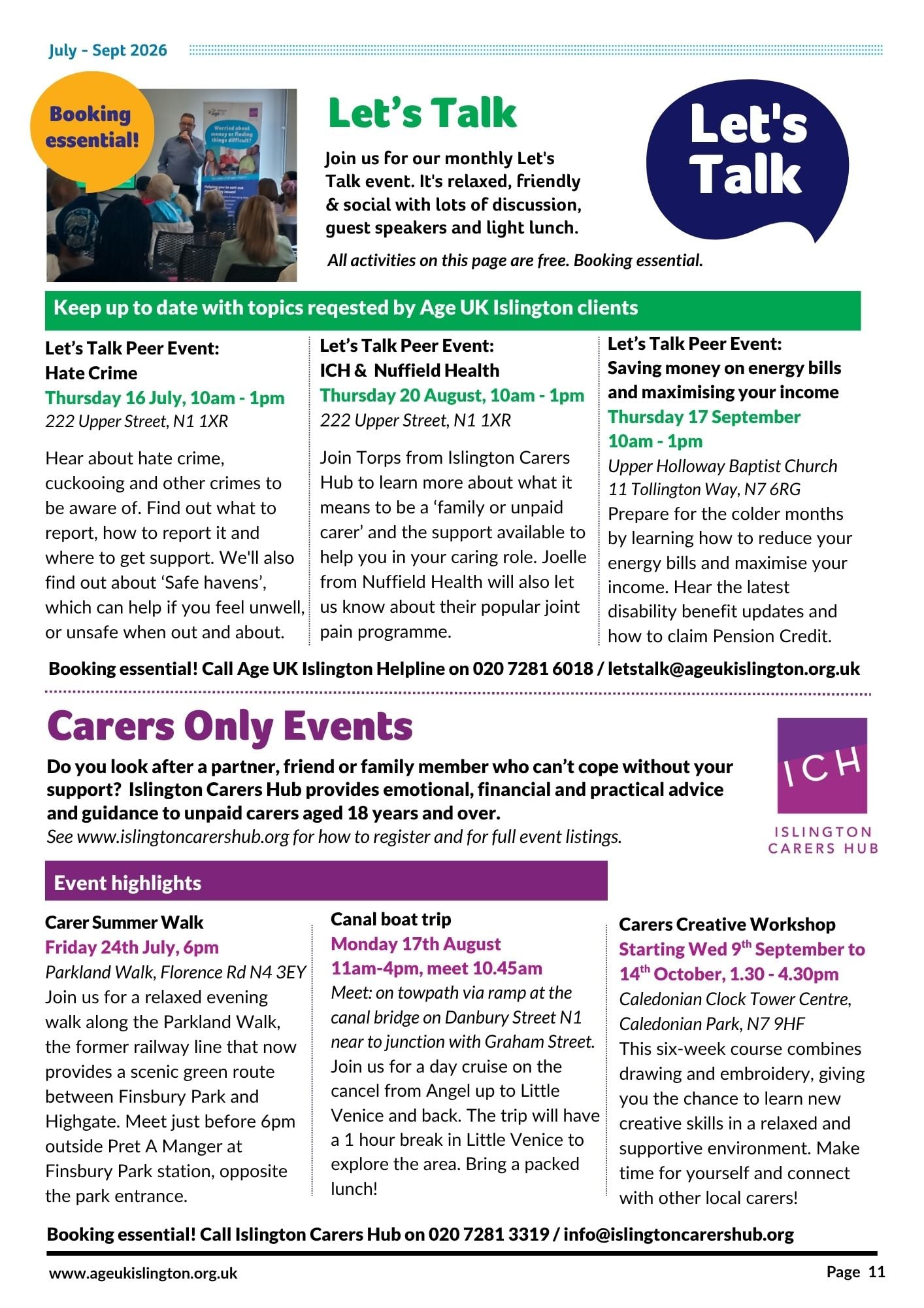 Lets Talk - Carers Events