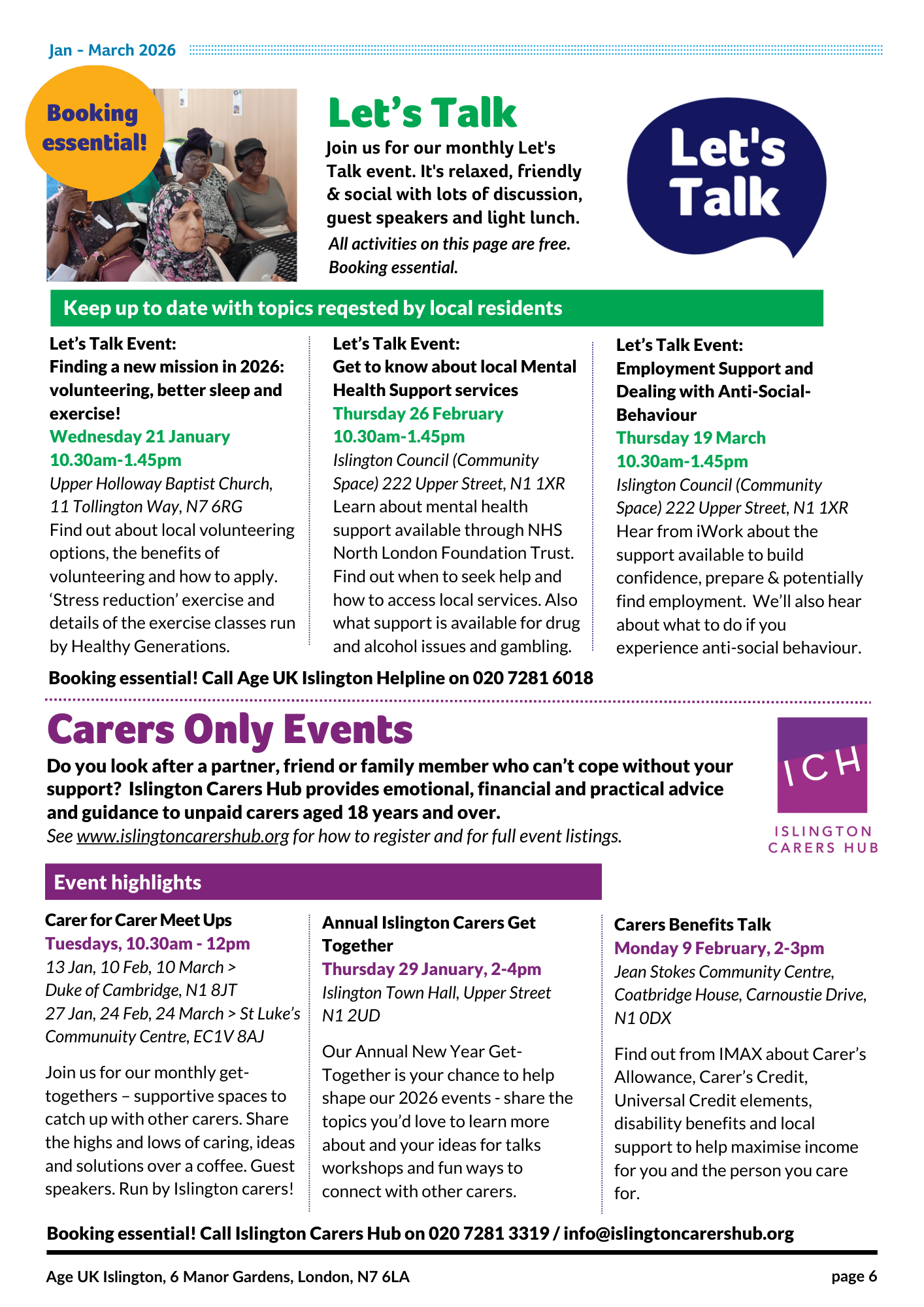 Lets Talk and Carers Events