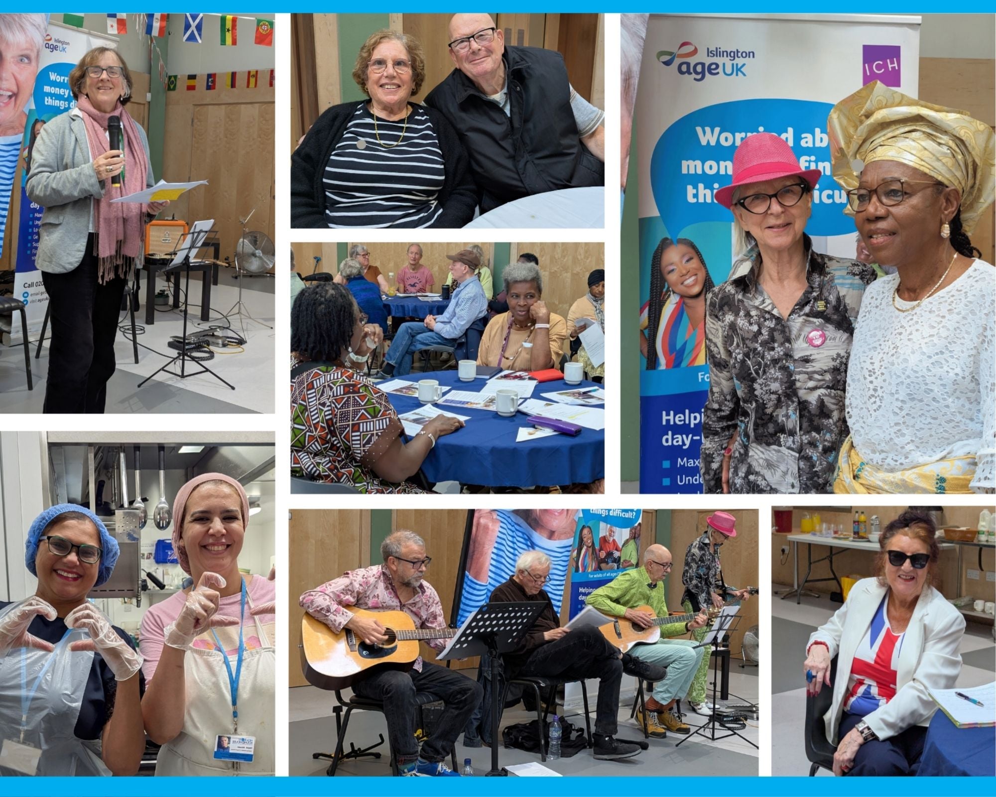 Collage of people attending an event