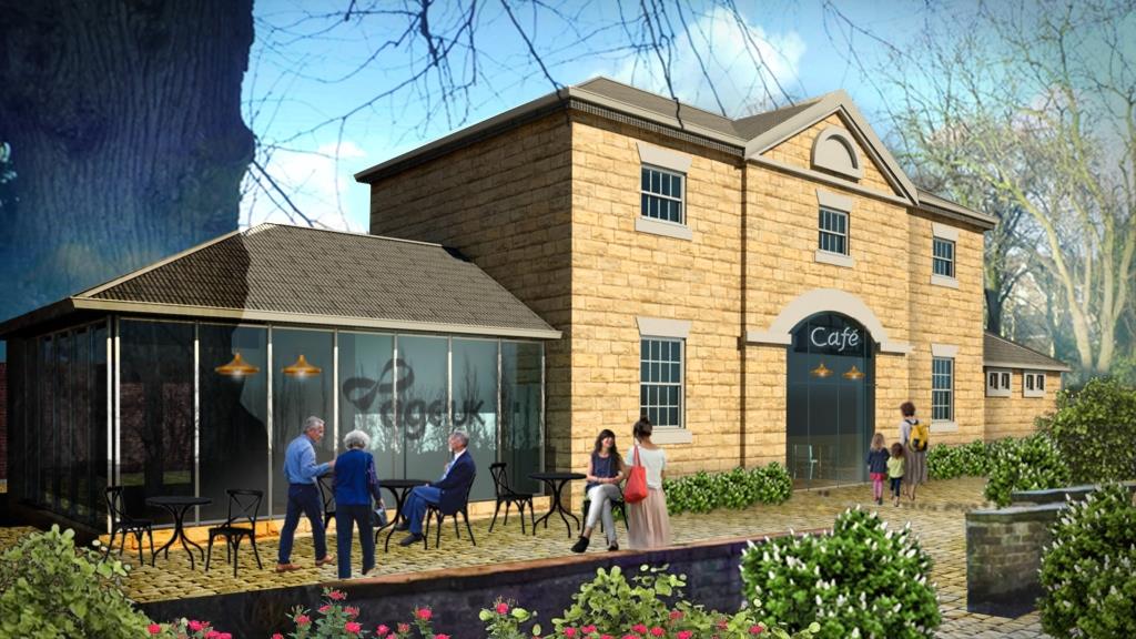 The image shows the designs for the completed Coach House Building 