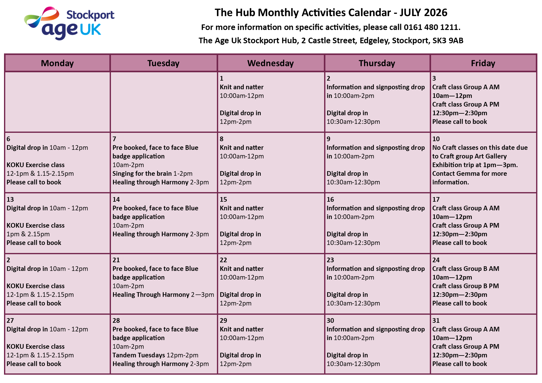 The Hub Activities Calendar July 26.png