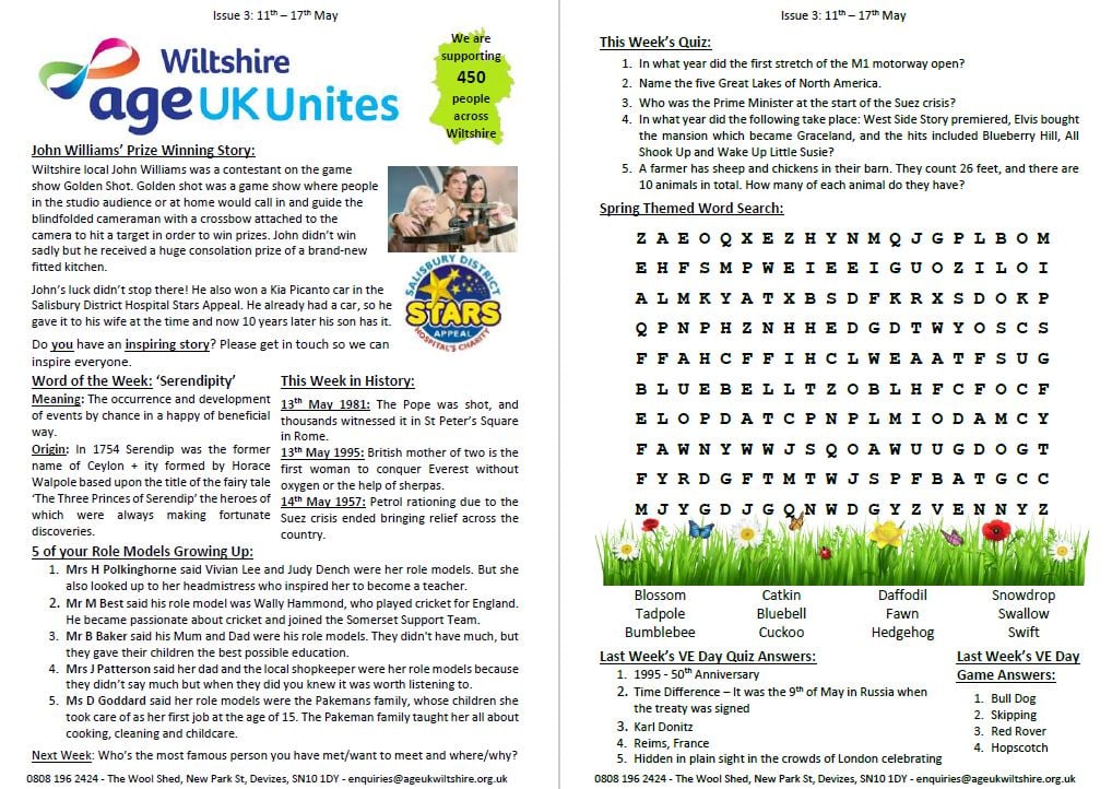 Age UK Wiltshire Unites Newsletter Edition 3 Age UK Wiltshire