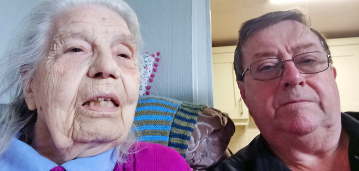 Volunteer Steven with Olwen, the person he befriends