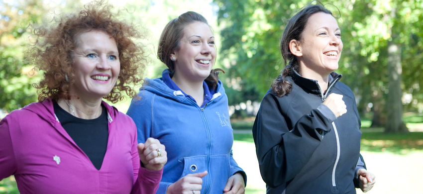 Three women running