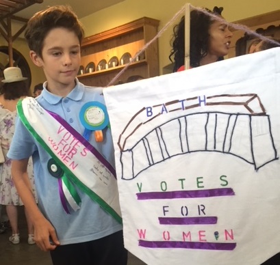 Suffragette banner child