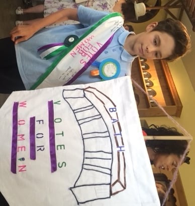 Suffragette banner child