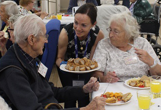 Serving food to older people at Midsomer Norton Day Centre