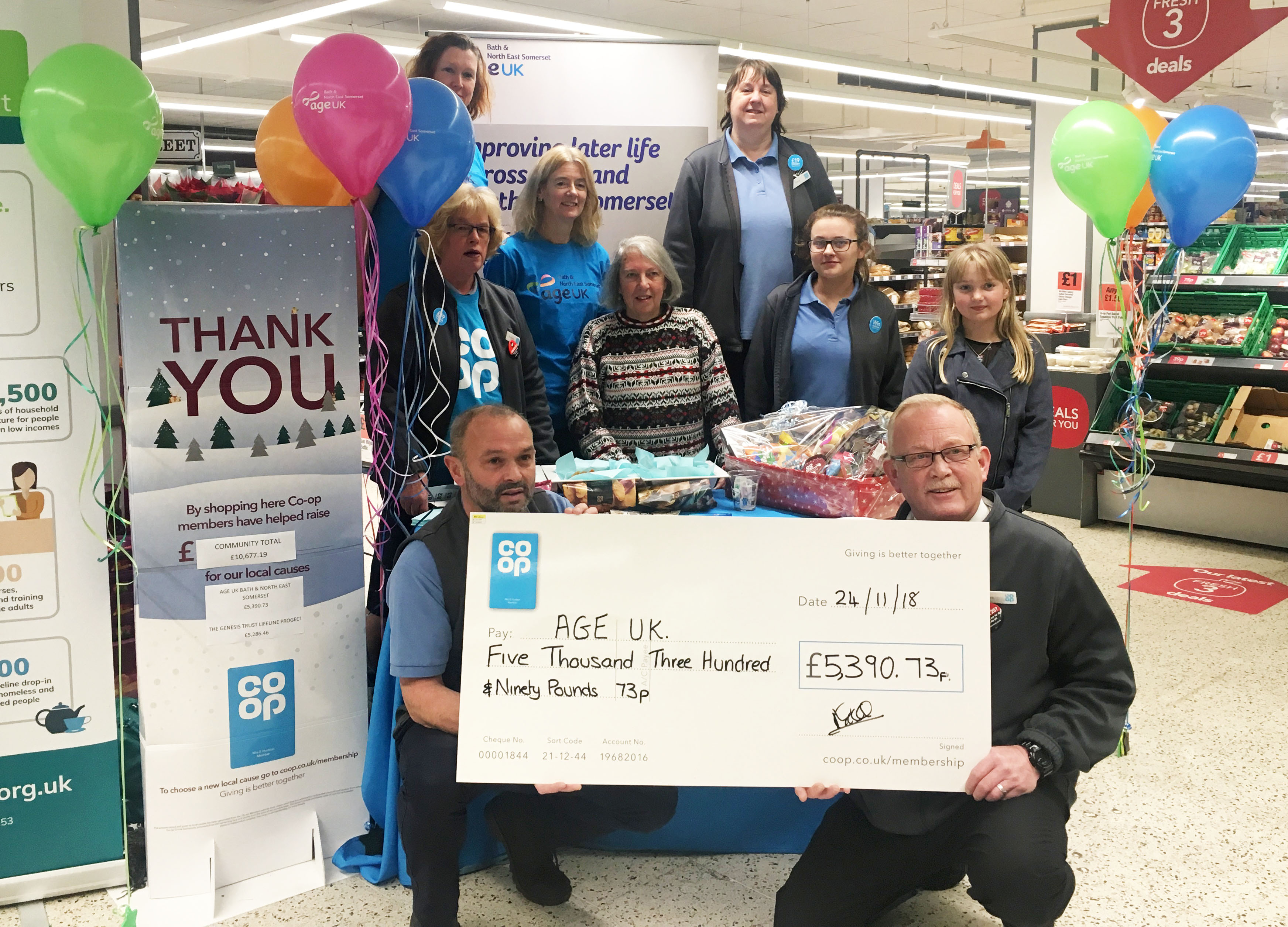 Thanking Co-op shoppers in Oldfield Park