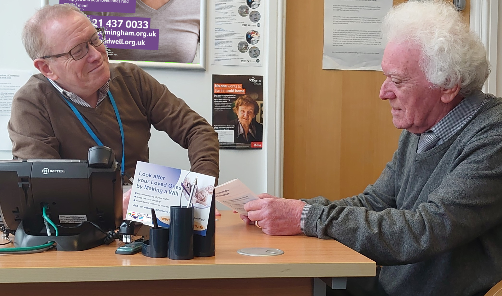 A member of our I&A team helping an older person