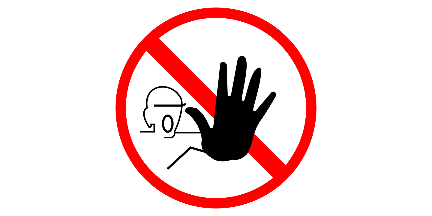 Warning sign for stop (usually used for scam warnings)
