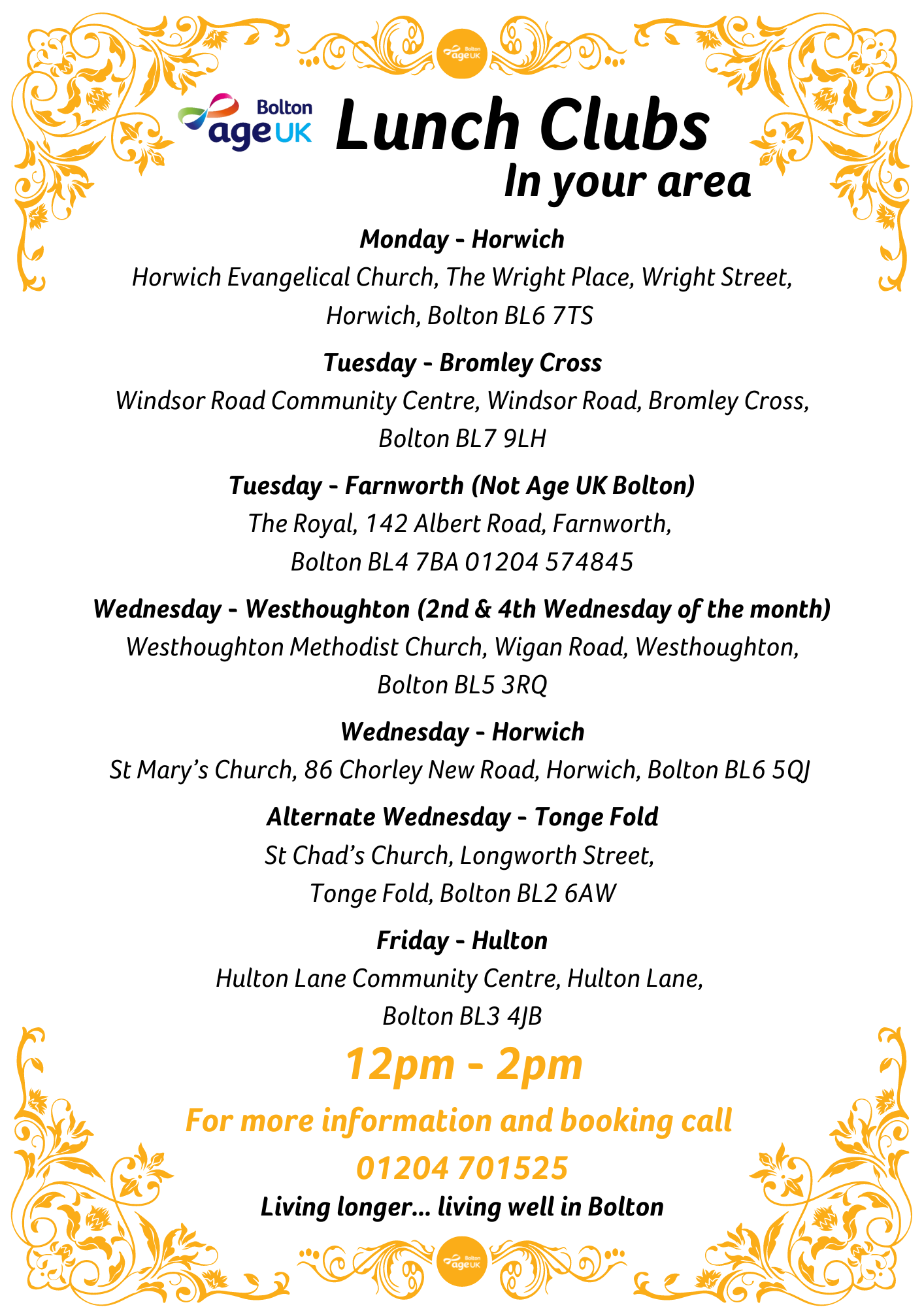 Age UK Bolton Lunch Groups