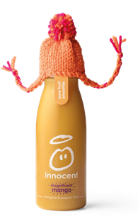 Innocent bottle wearing an orange bobble hat