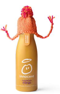 Innocent bottle wearing an orange bobble hat