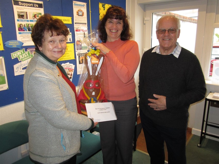 Pre Bunny Lockdown - Age UK BRWF's CEO Sam Humphray with Keith and Lesley Godwin from Bromsgrove Lions