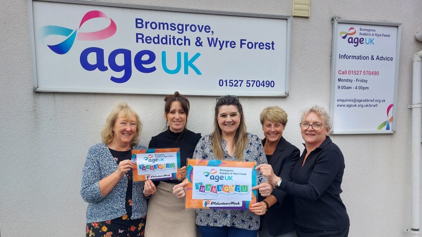 Age UK BRWF's CEO, Amanda Allen, with members of the Age Uk BRWF team