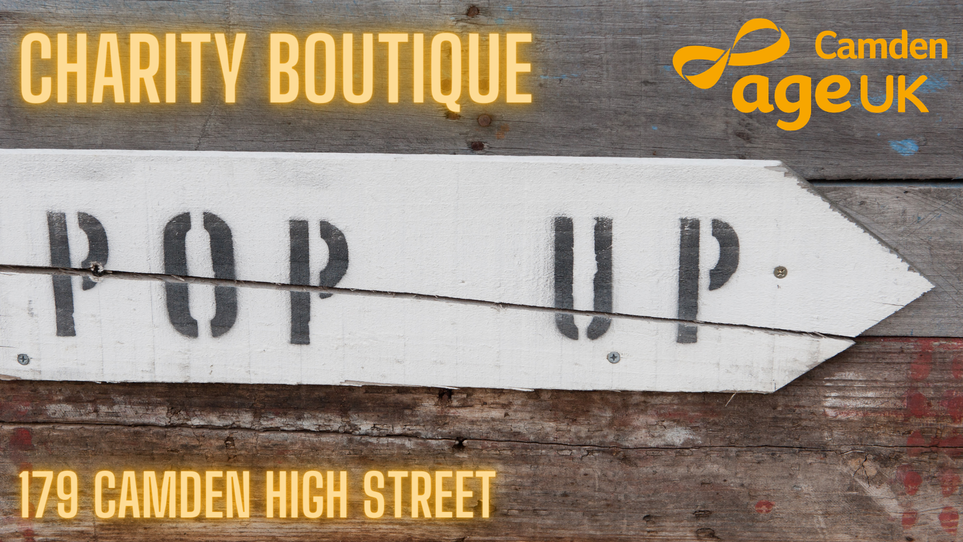 pop up charity boutique sign
