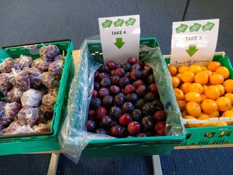 Trays of fresh fruit 
