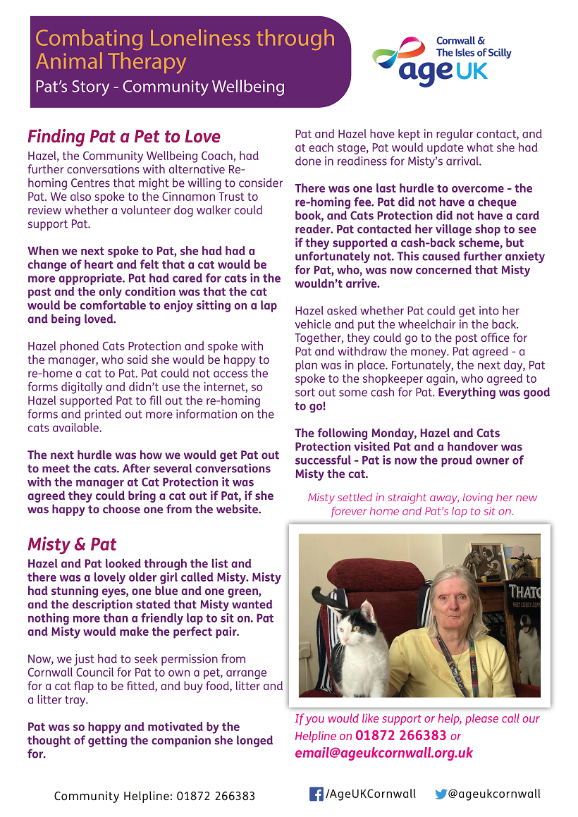 Combating Loneliness through Animal Therapy | Pat's Story