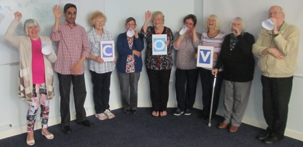 photo of COV members with megaphones