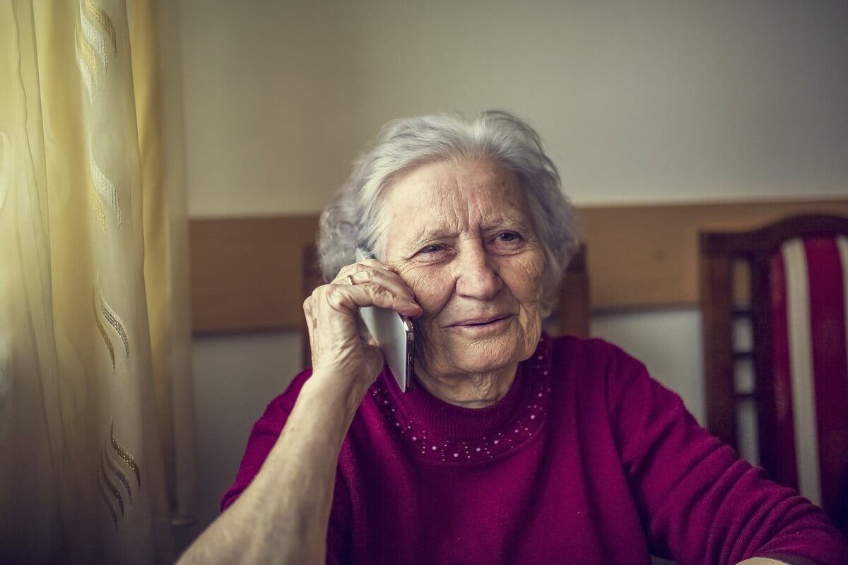 Older woman on phone