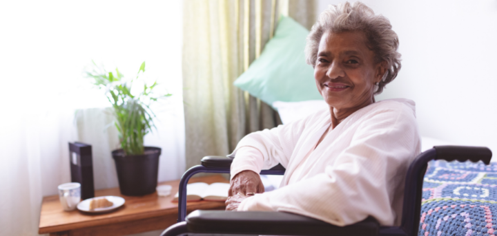 picture of a woman sitting in a wheelchair