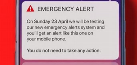 Mobile phone with emergency alert test message