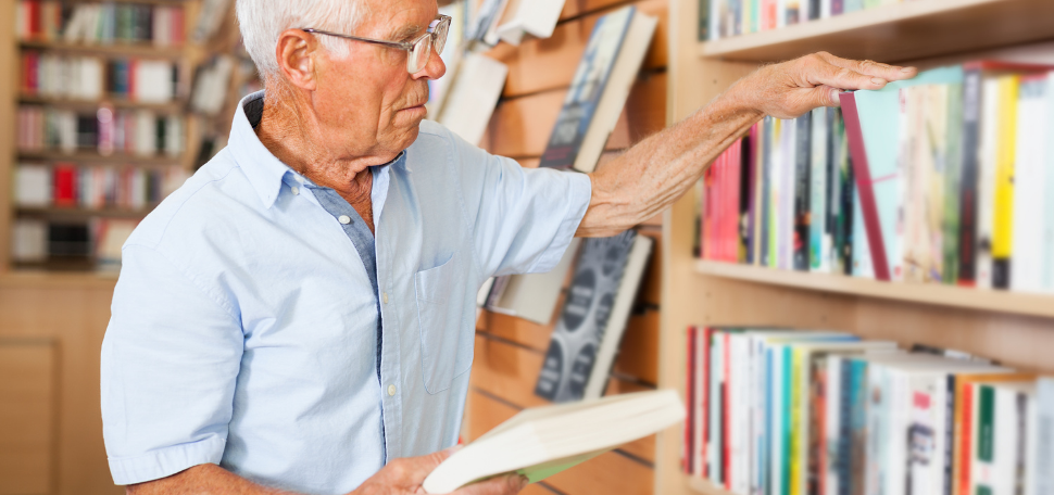 man in a library