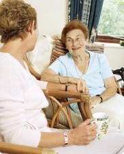 two ladies chatting