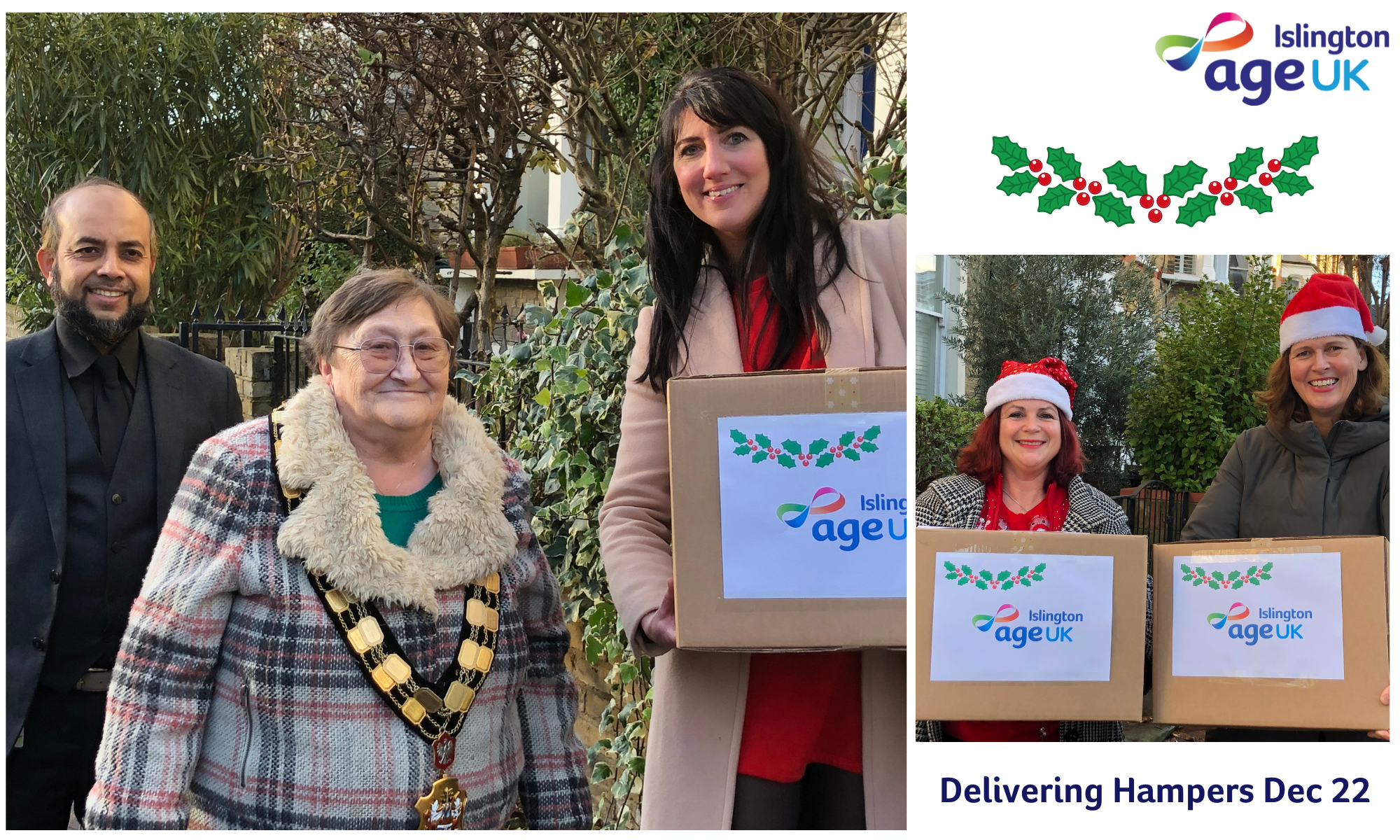 Delivering Hampers December 22 with Mayor of Islington, Cllr Marian Spall