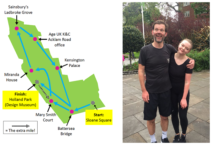 Marathon map and photo of Beth and Jon