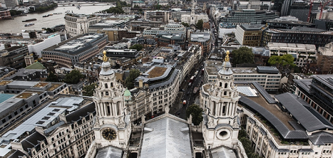 An aerial photo of London.