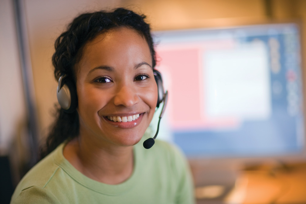 Woman smiling on the phone