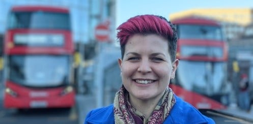 Zoe Garbett profile picture backdrop of a London bus