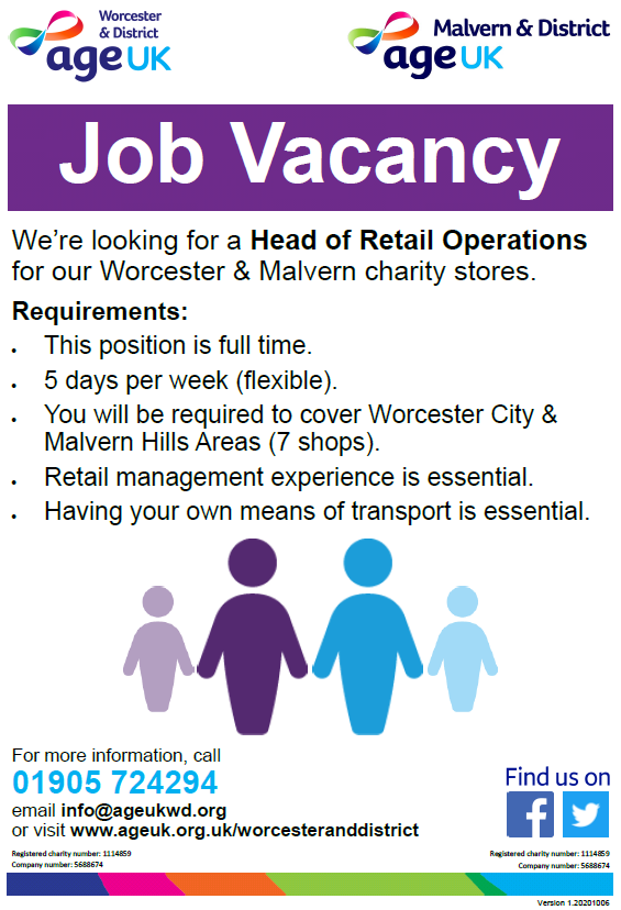 Job Vacancy Age UK Malvern & District