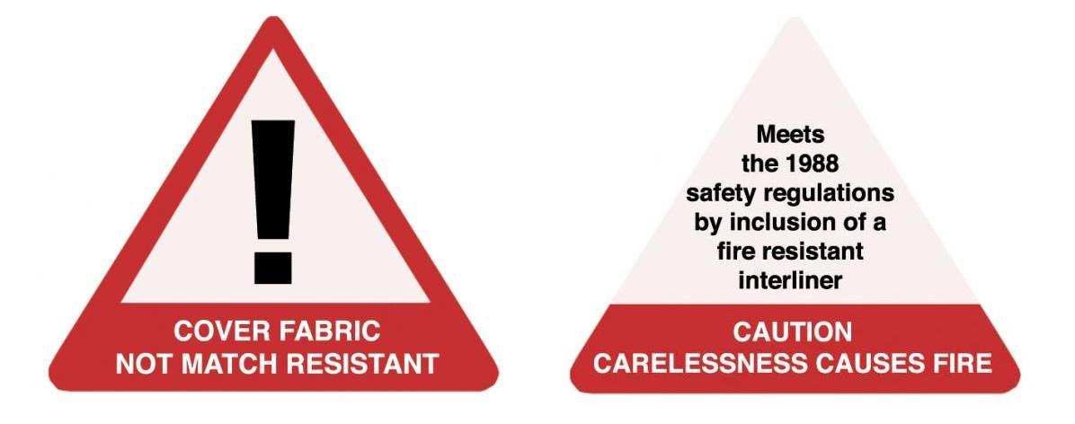 Fire warning label - not match resistant