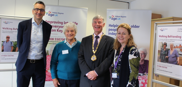 Tim Hollingsworth with Sue Graham, the Mayor of Milton Keynes and Janet Doran