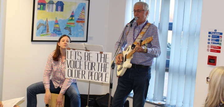 Dick Evans and drummer Catherine performed a specially composed song