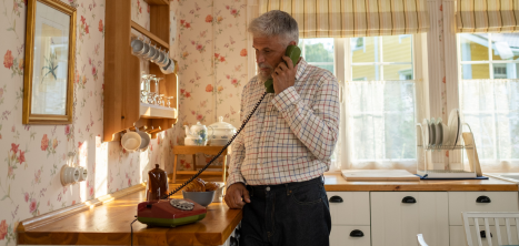 Man using telephone