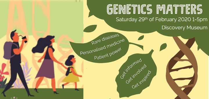GENETICS MATTERS  Saturday 29th of February 2020 1-5pm Discovery Museum Rare diseases, Personalised, medicine Patient power, Get informed, Get involved, Get inspired