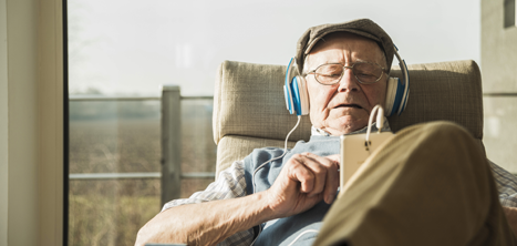 Man listening to book