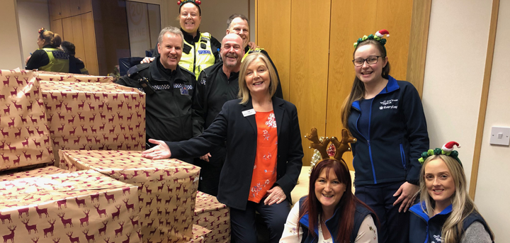 Northumbria Police and the hampers donated to lonley older people