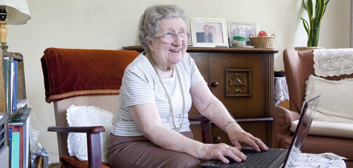 older lady with laptop