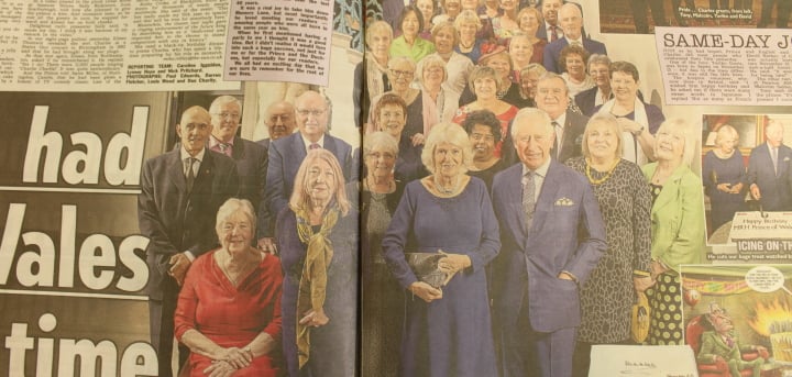 Eileen, in the front row, as the article appeared in The Sun newspaper