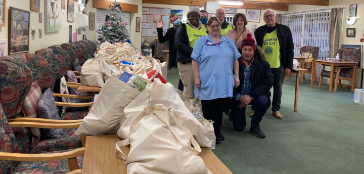Nearly 100 bags of festive groceries for local older people.